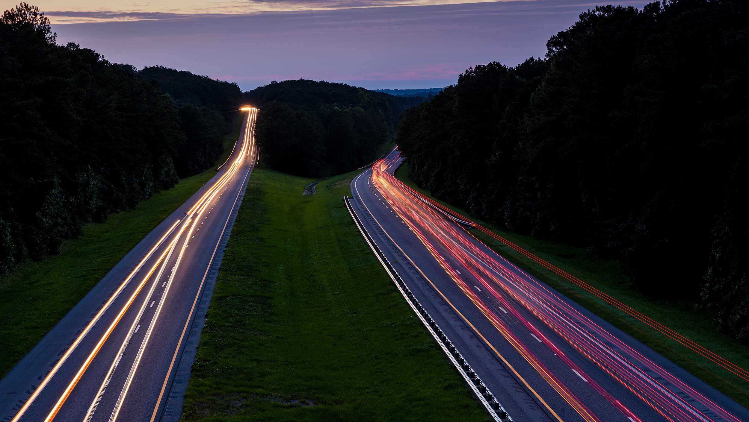 A highway at night in Florida